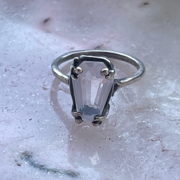 Bloodmilk Rare Ghost Rose Quartz Small Easeful Death Ring - Picture 5 of 5